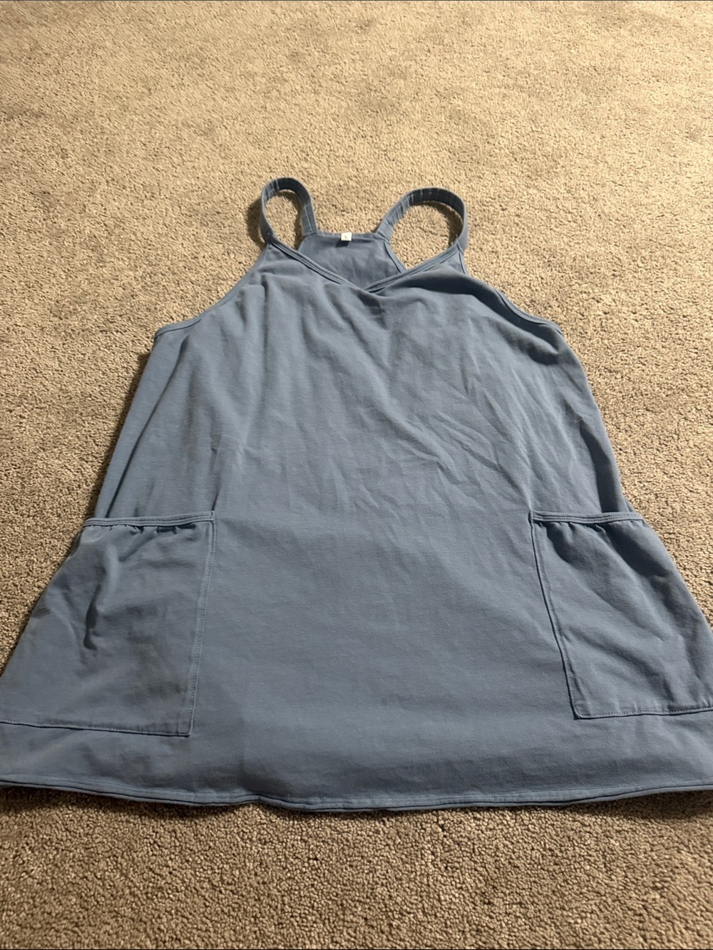 Everyday Blue Sleeveless Romper with Front Pockets